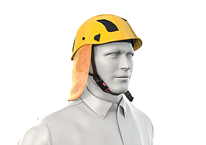Industrieschutzhelm EN 397 mit 4-Punkt Kinnriemen und Nackenschutz.